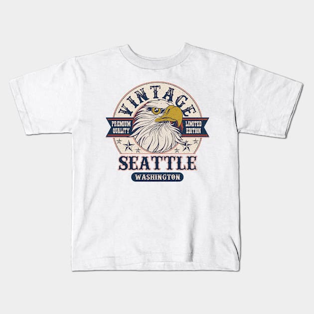 Seattle Washington Retro Vintage Limited Edition Kids T-Shirt by aavejudo